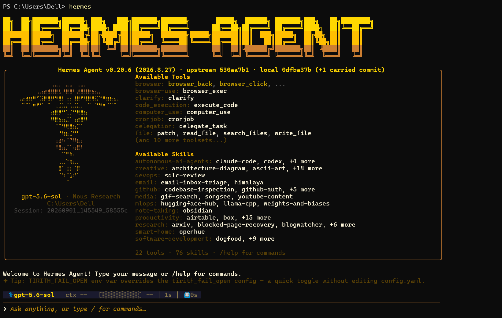 Hermes AI Research Agent project interface