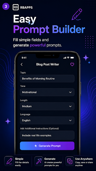 Smart Prompt Builder structured prompt creation screen